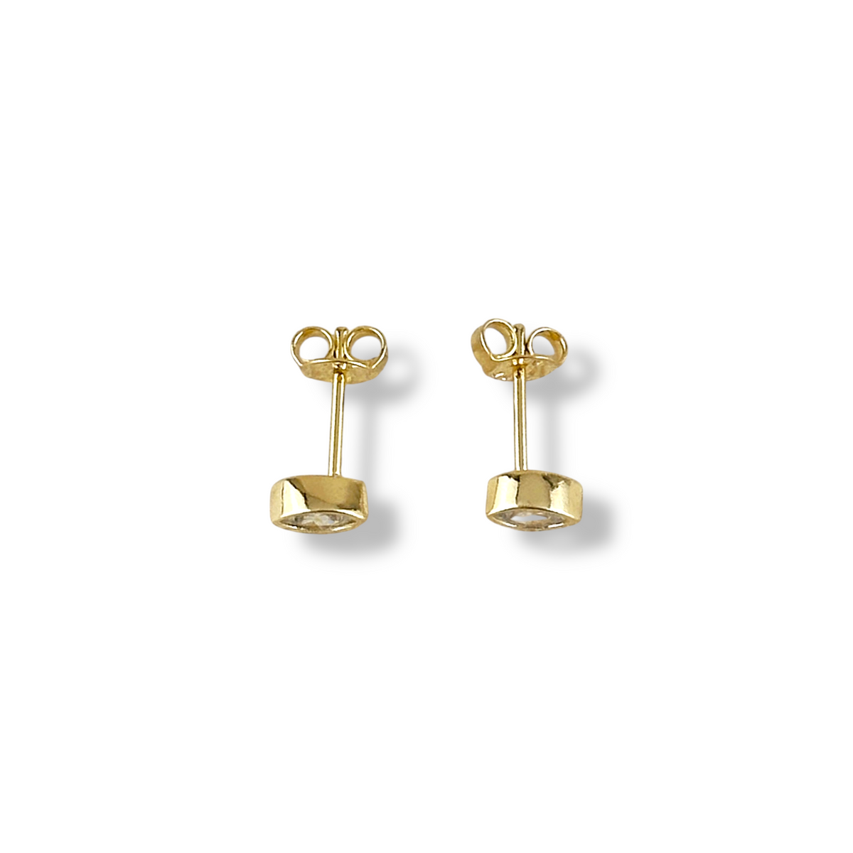 Marquise Bezel CZ 7mm Stud Earrings in 18K gold-filled, view 4
