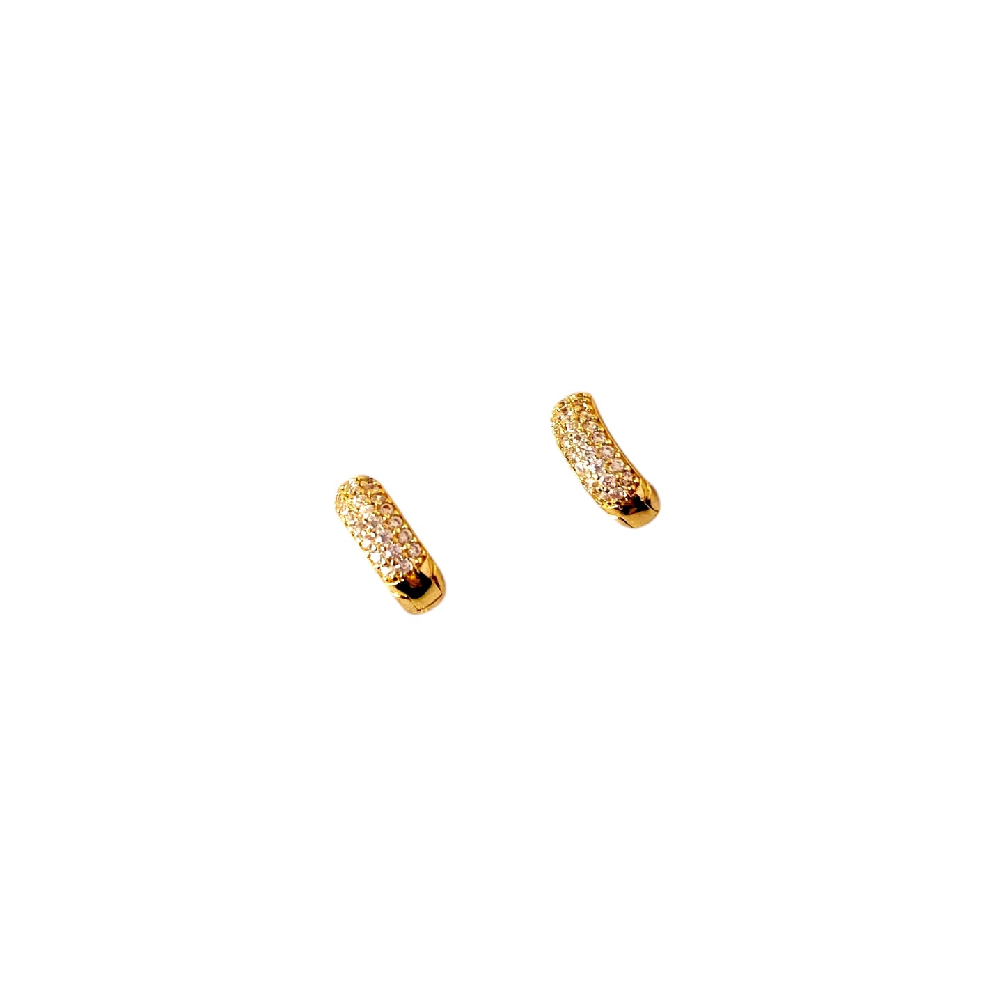 9mm CZ Huggie Hoop 18K Gold Filled Earrings