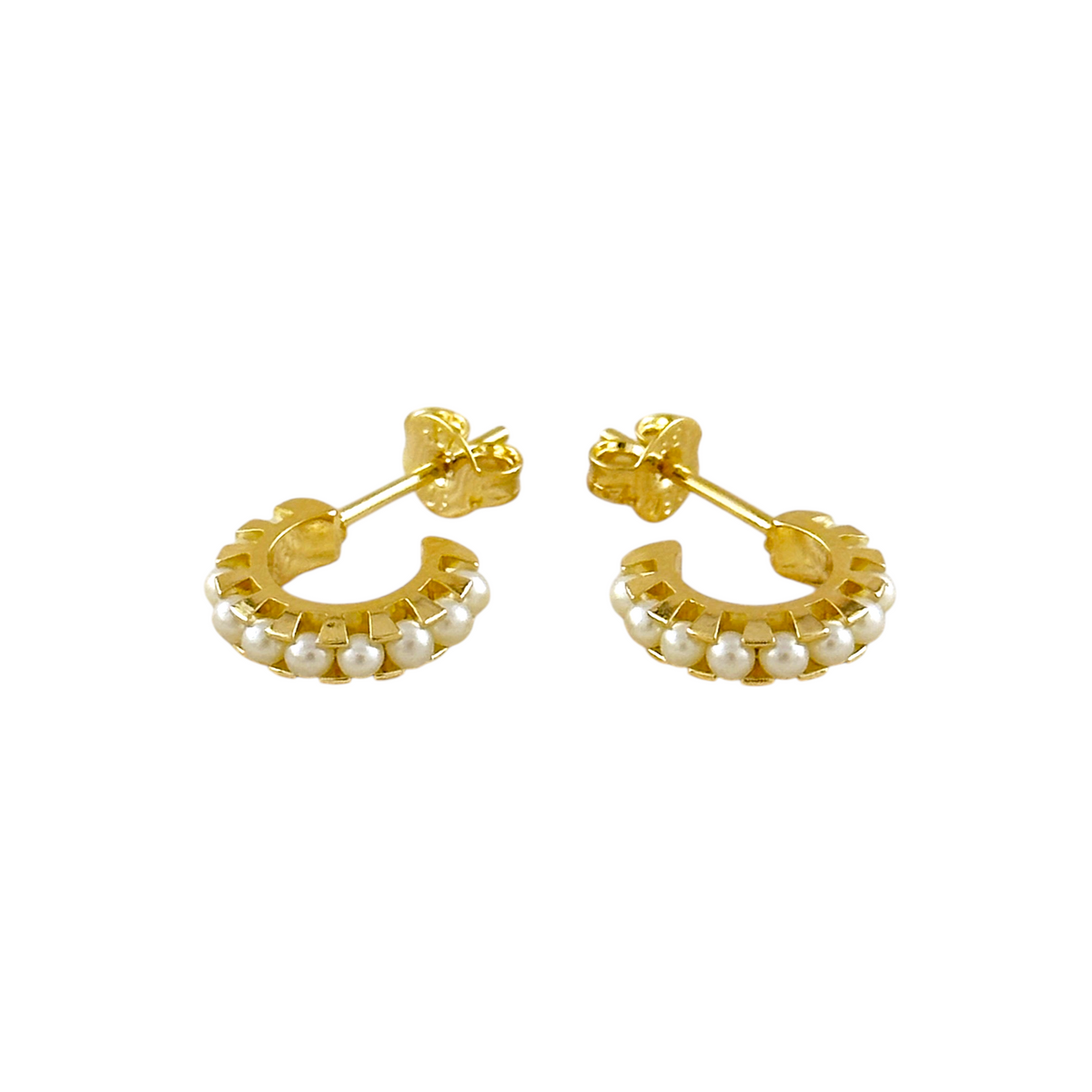 Pearl-Lined Open Hoop 11mm Earrings in 18K gold-filled