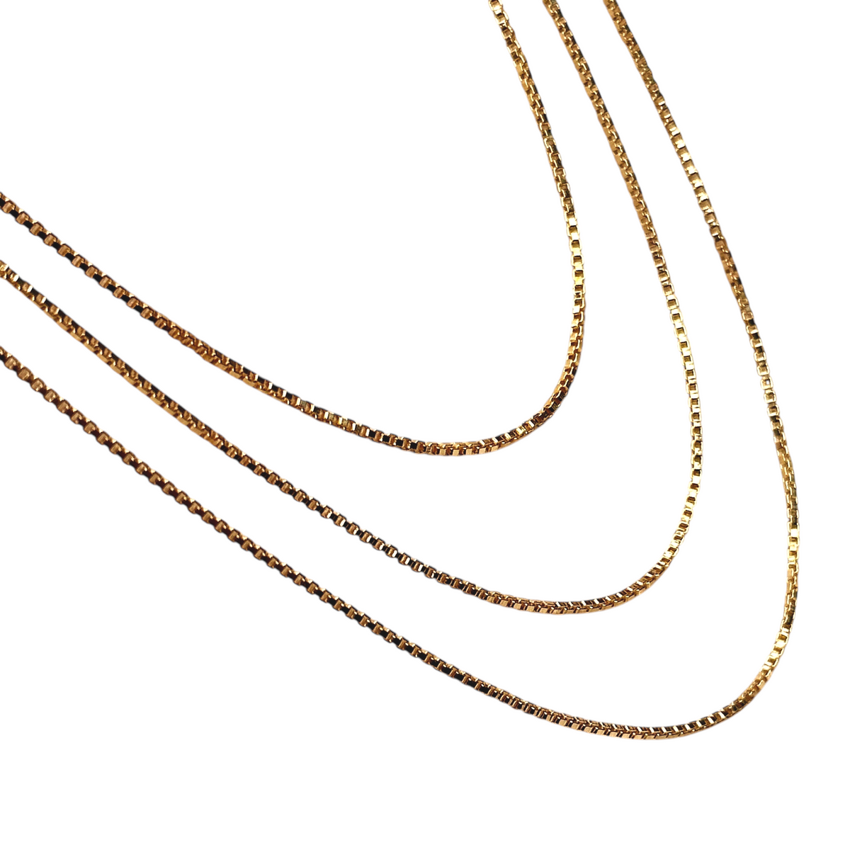 Box Chain 1mm Necklace in 18K gold-filled, view 2
