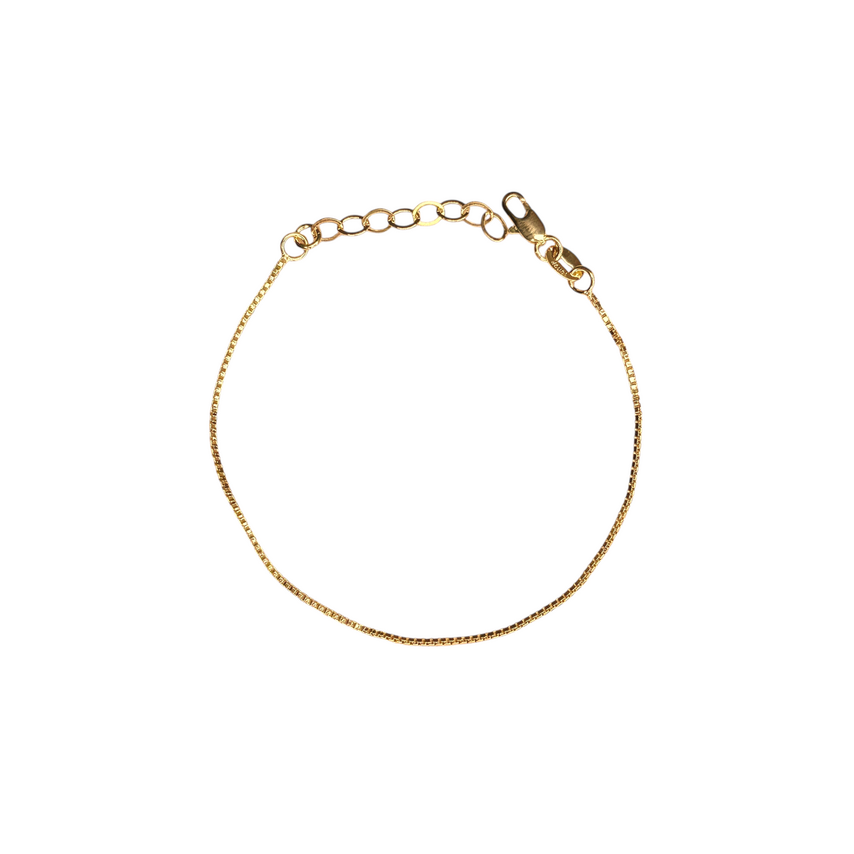 Box Chain 1mm Bracelet in 18K gold-filled