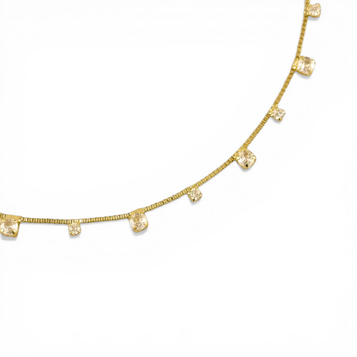 Micro CZ Drop Anklet in 18K gold-filled, view 5