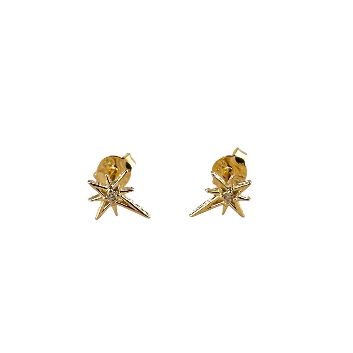Starburst CZ 10mm Stud Earrings in 18K gold-filled, view 4