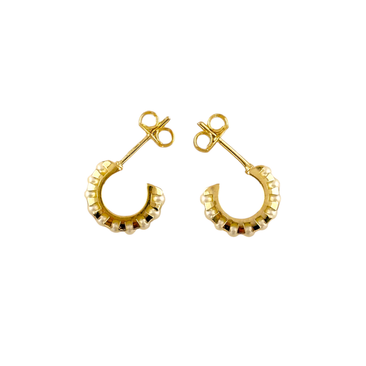 Pearl-Lined Open Hoop 11mm Earrings in 18K gold-filled, view 2