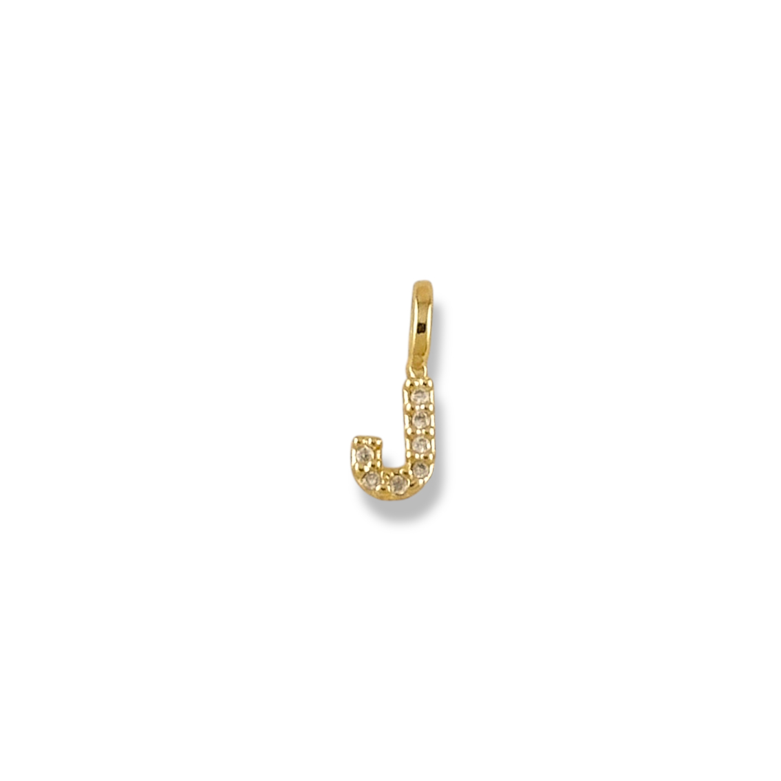 Letter J pavé CZ initial charm, 12mm, 18K gold-filled