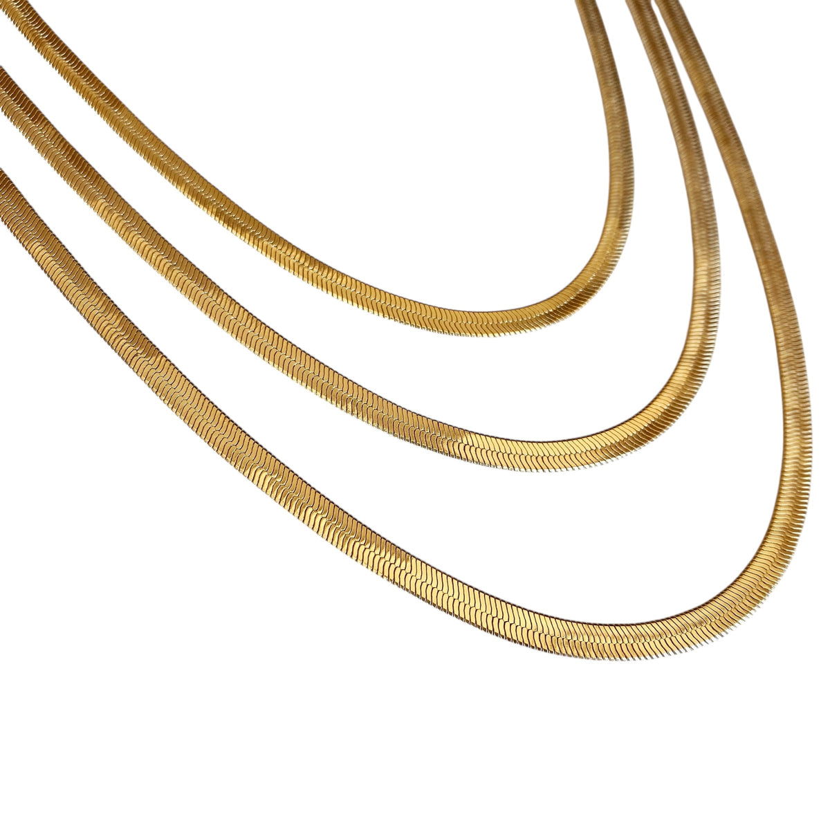 Herringbone Chain 4mm Necklace in 18K gold-filled, view 3
