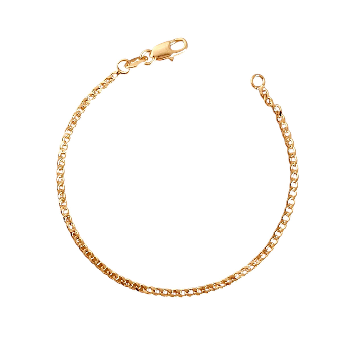Cuban Link Chain 2mm Bracelet in 18K gold-filled