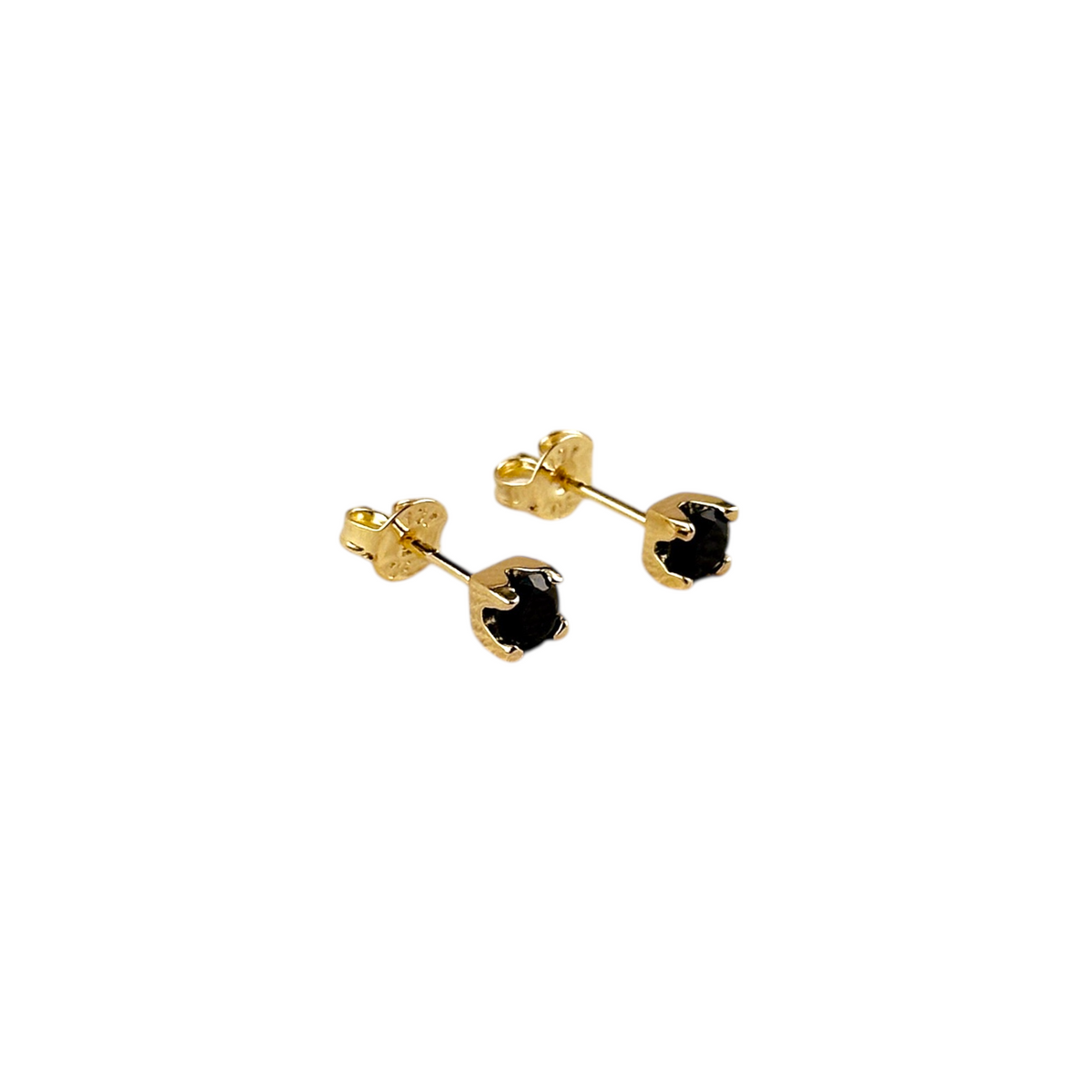 Solitaire Colored CZ 4mm Stud Earrings in 18K gold-filled, view 11