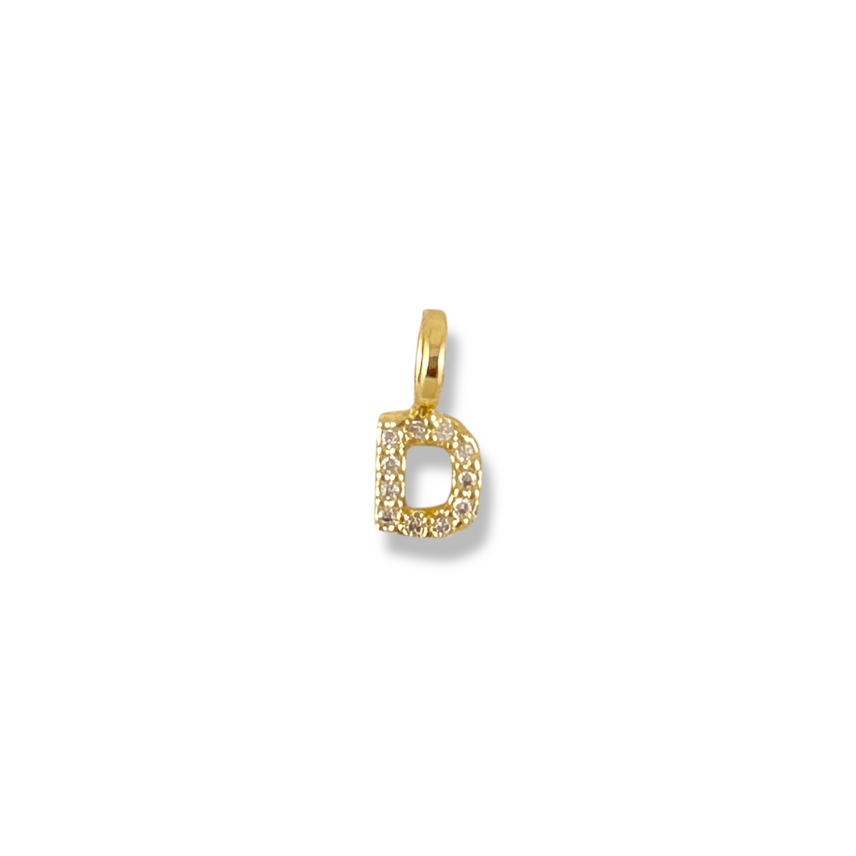 Letter D pavé CZ initial charm, 12mm, 18K gold-filled