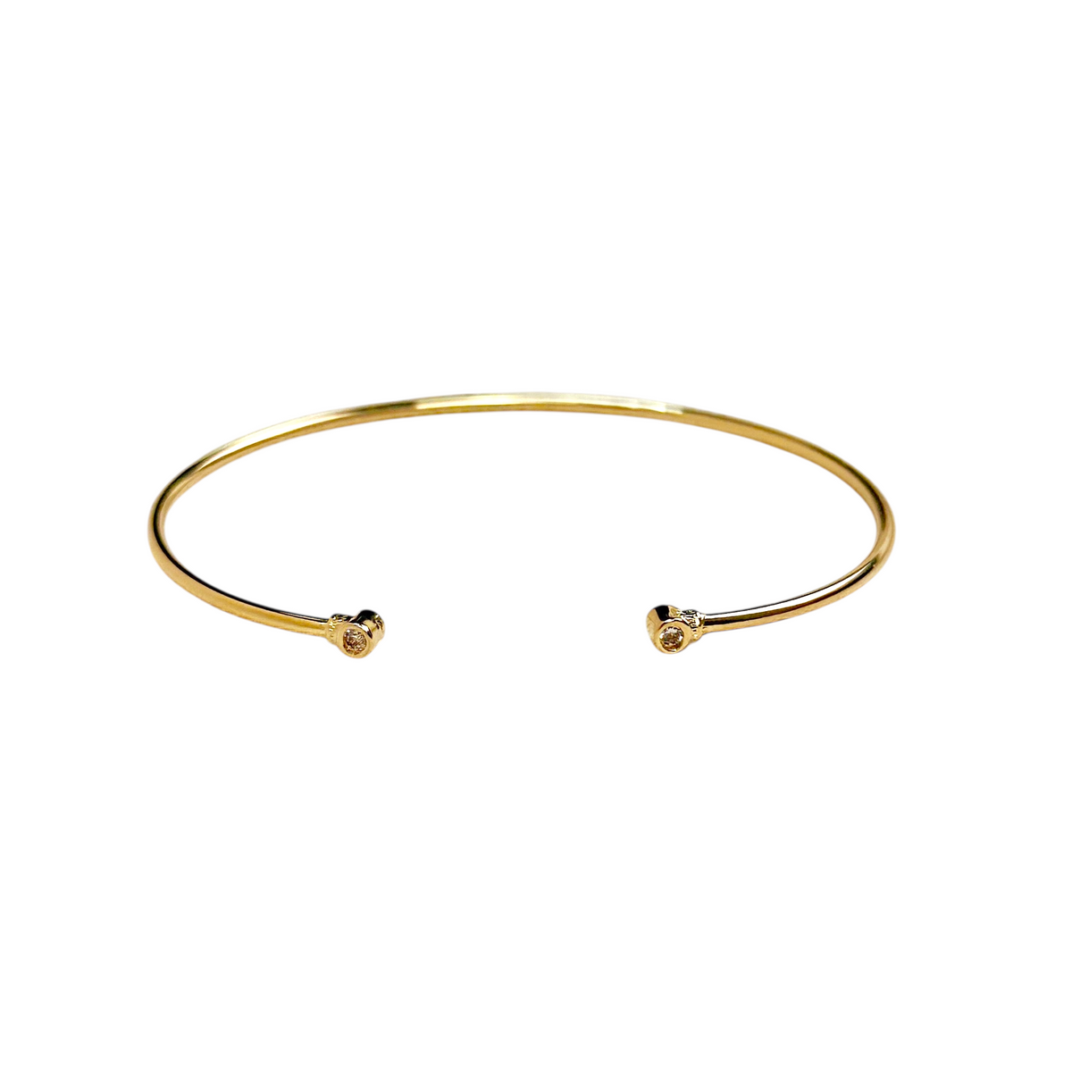 Dual Tip CZ Open Cuff Bracelet in 18K gold-filled, Clear