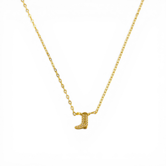 Mini Cowgirl Boot Pavé CZ 18K Gold Filled Necklace