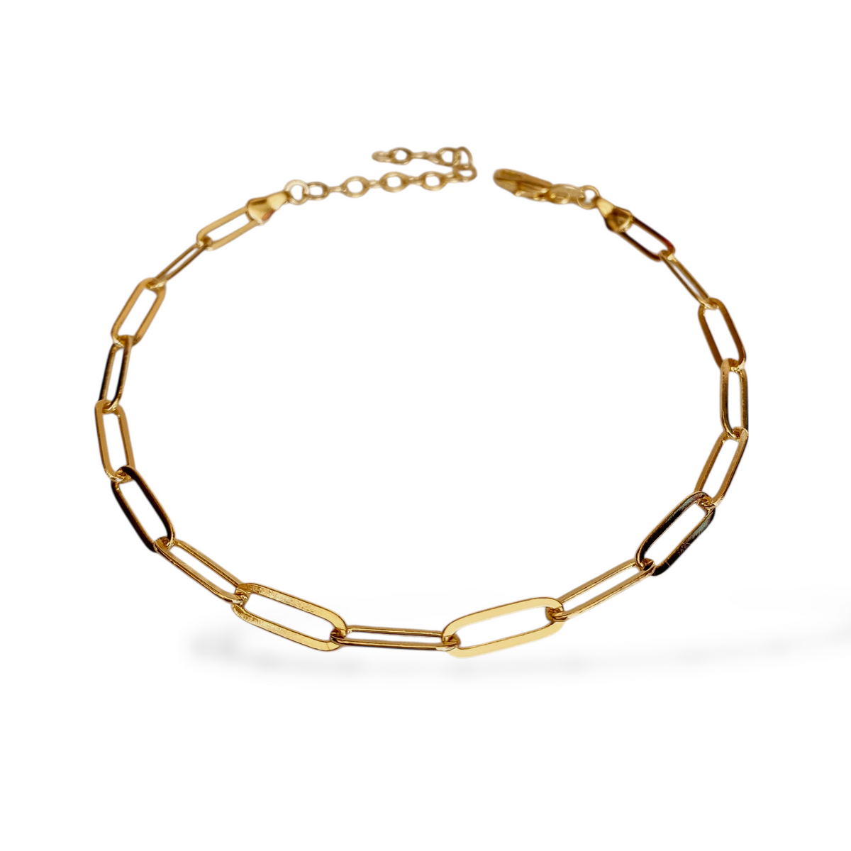 Classic Paperclip Link Chain 4.5mm Anklet in 18K gold-filled, view 2