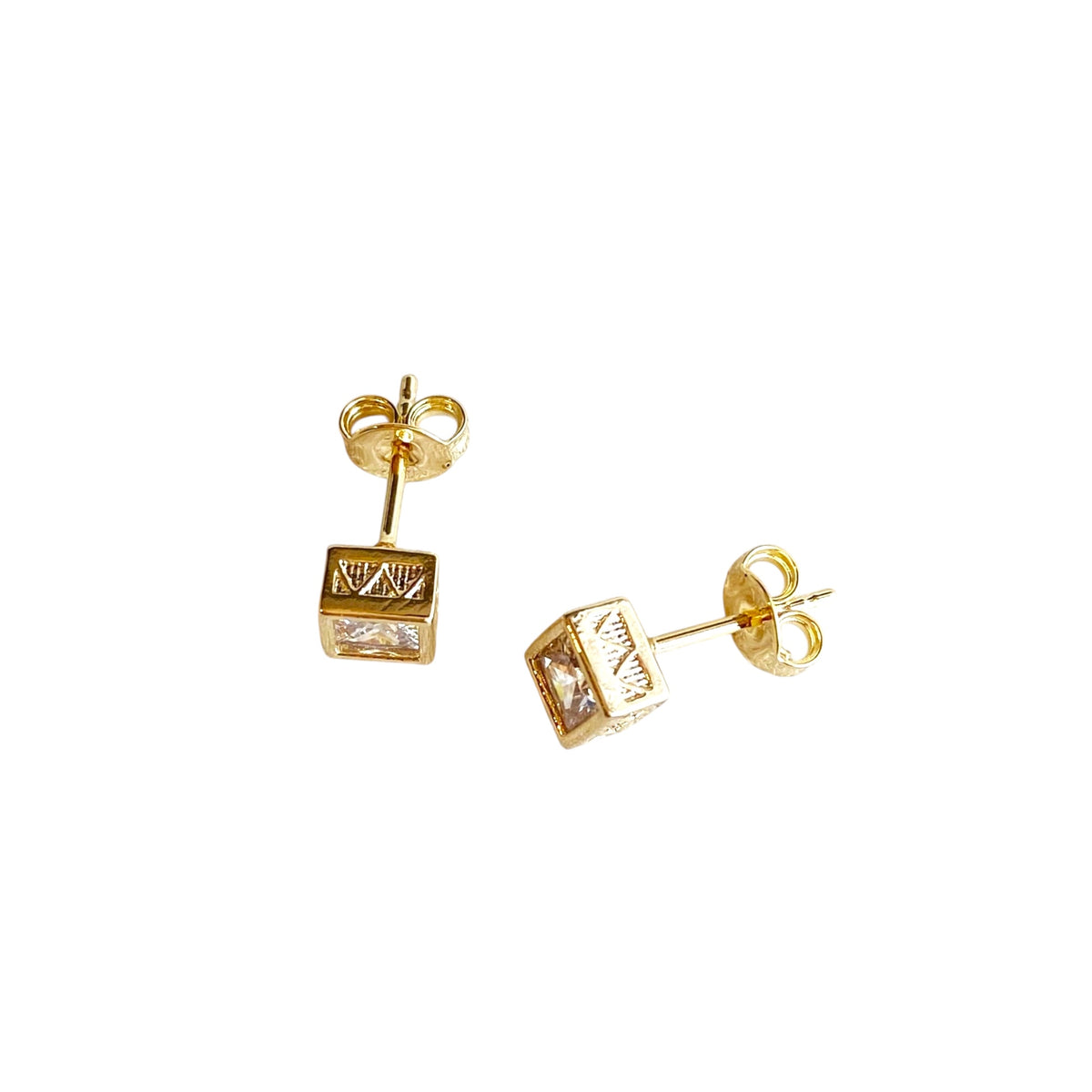 Square CZ Frame 5mm Stud Earrings in 18K gold-filled, view 5