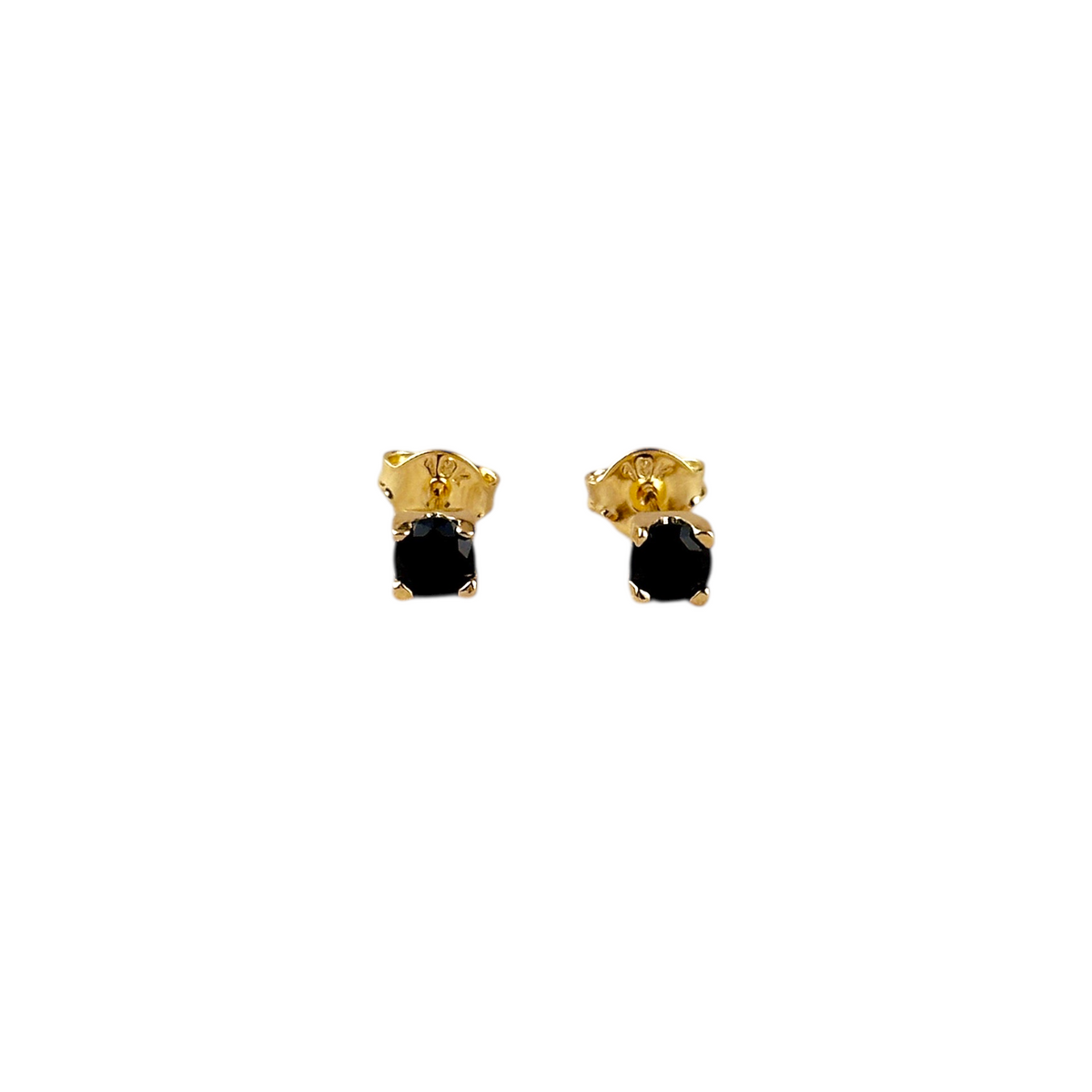 Solitaire Colored CZ 4mm Stud Earrings in 18K gold-filled, Black
