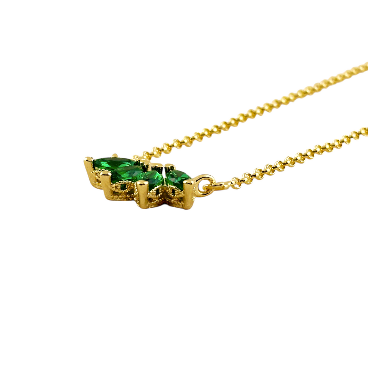 Lotus Flower CZ Necklace in 18K gold-filled, view 6