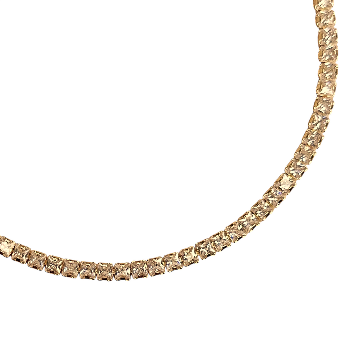 Clear CZ 3mm Riviera Necklace in 18K gold-filled, view 3