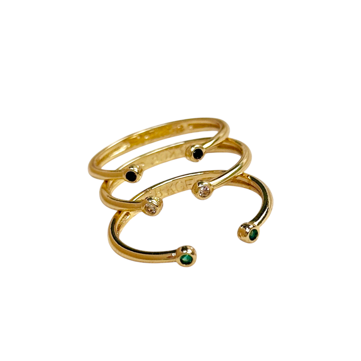 Dual Tip CZ 1.2mm Open Ring in 18K gold-filled