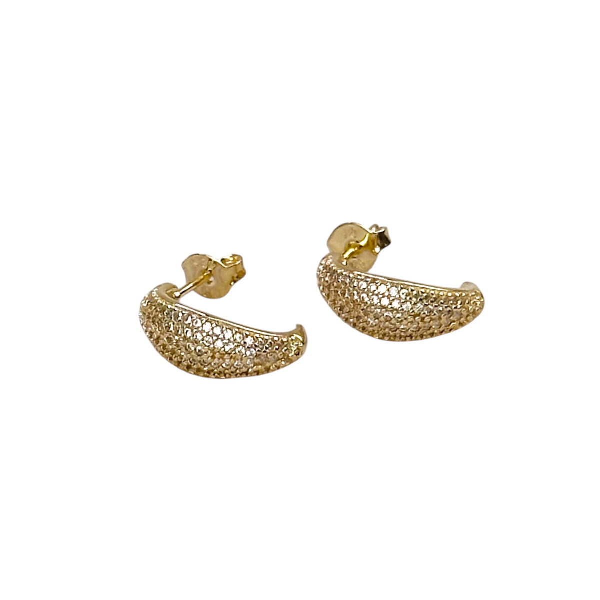 Micro CZ Curve 15mm Stud Earrings in 18K gold-filled