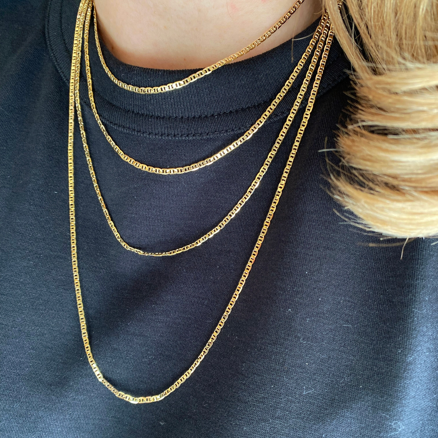 2mm Flat Mariner Chain 18K Gold Filled Necklace