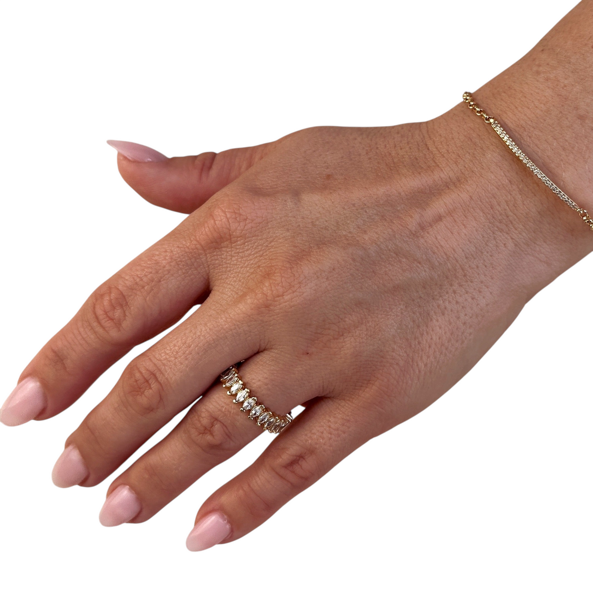 Marquise CZ Eternity Band Ring in 18K gold-filled, view 9