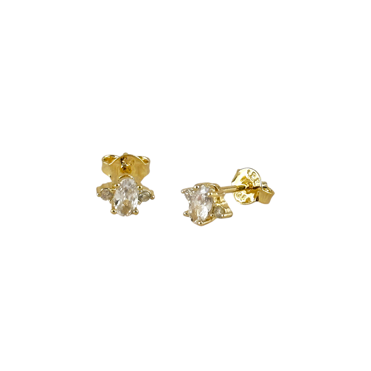 Oval Clear CZ 8mm Stud Earrings in 18K gold-filled