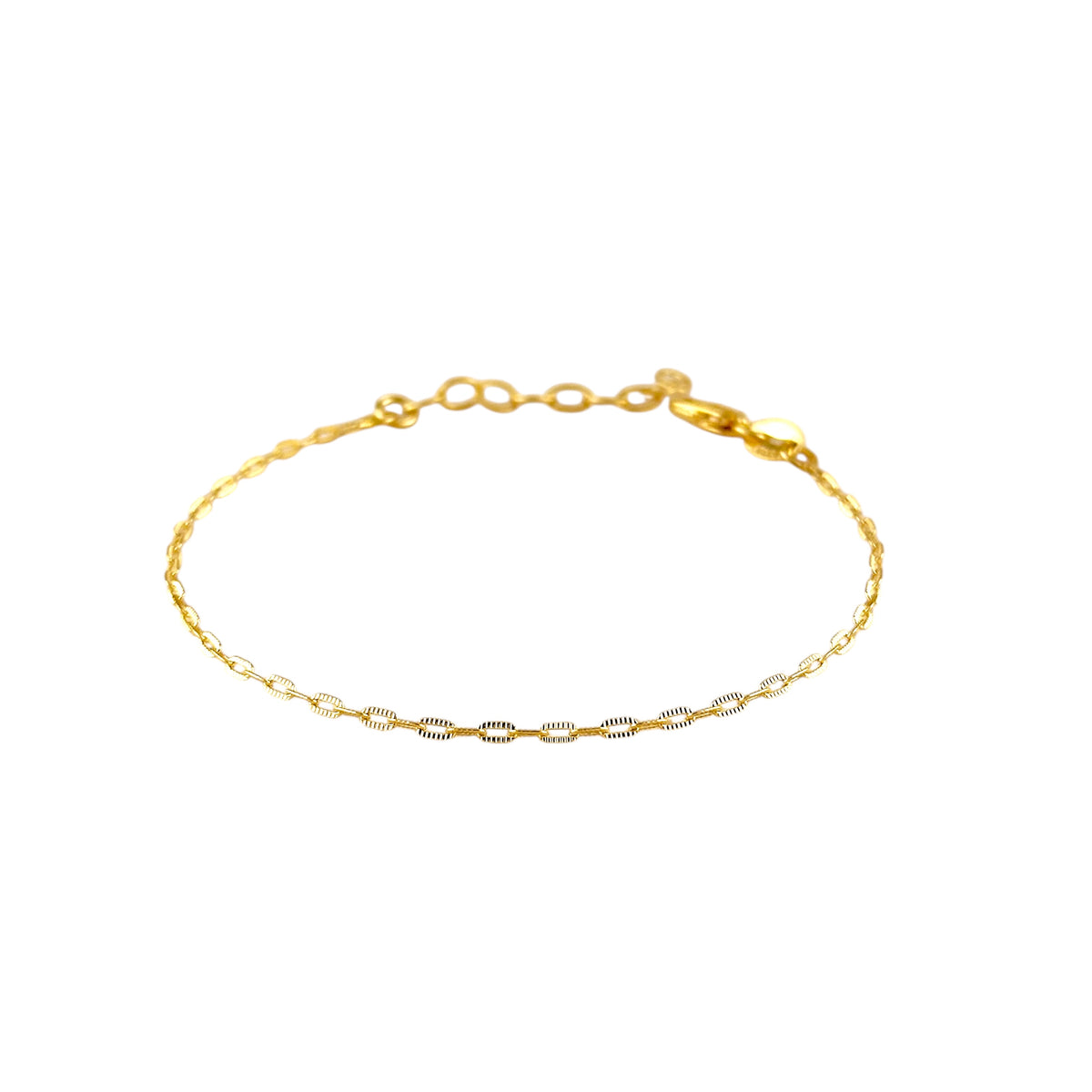 Diamond Cut Mini Link Chain Bracelet in 18K gold-filled, view 5