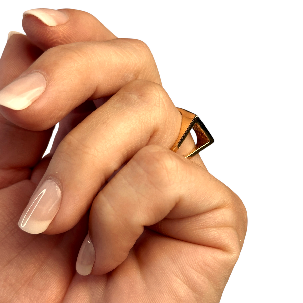 Triangle Pavé CZ Statement Ring in 18K gold-filled, view 5