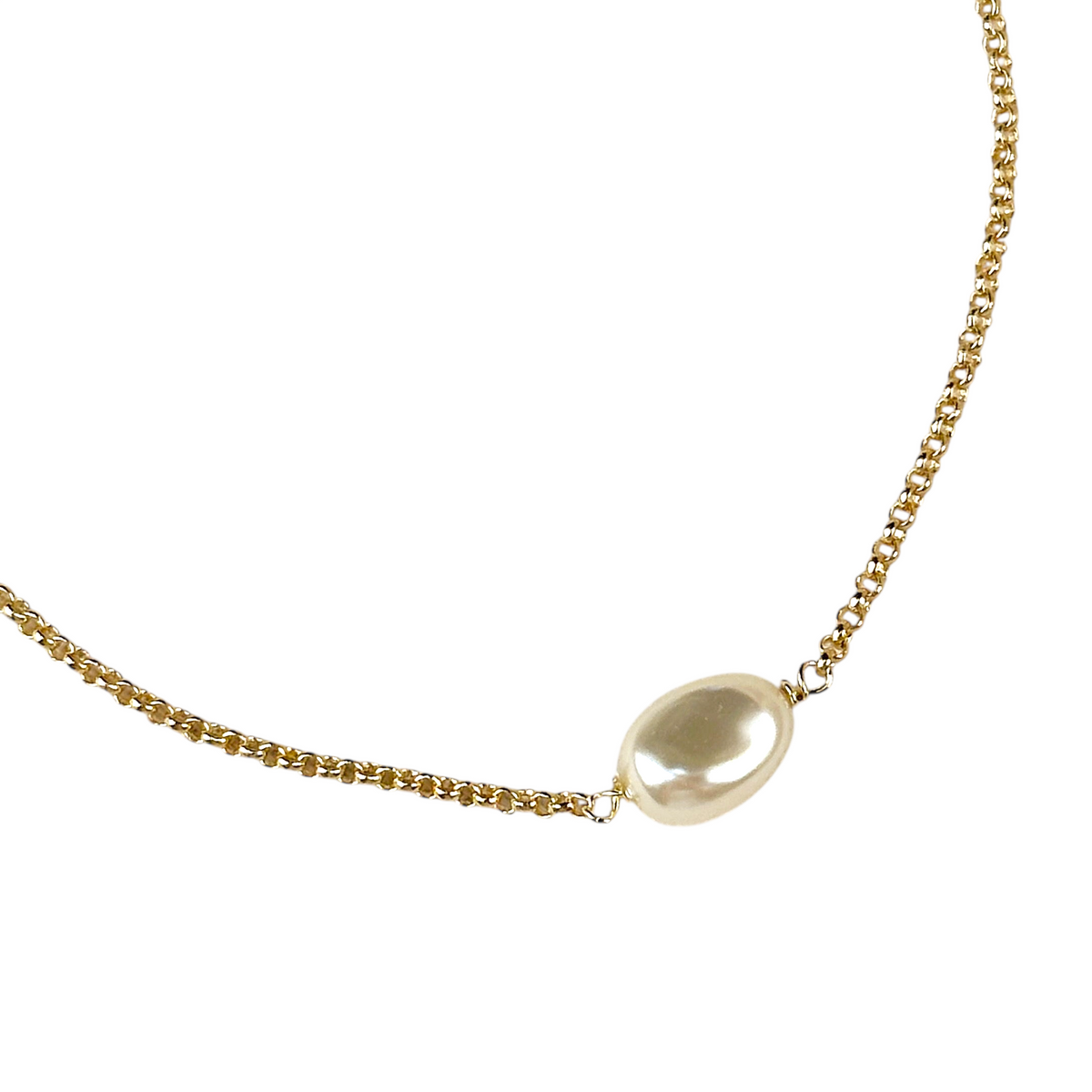 Solitaire Baroque Pearl Bracelet in 18K gold-filled, view 5