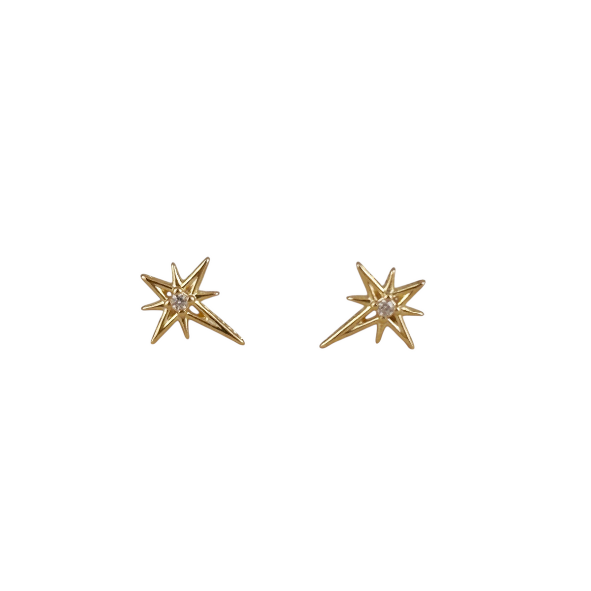 Starburst CZ 10mm Stud Earrings in 18K gold-filled, view 2