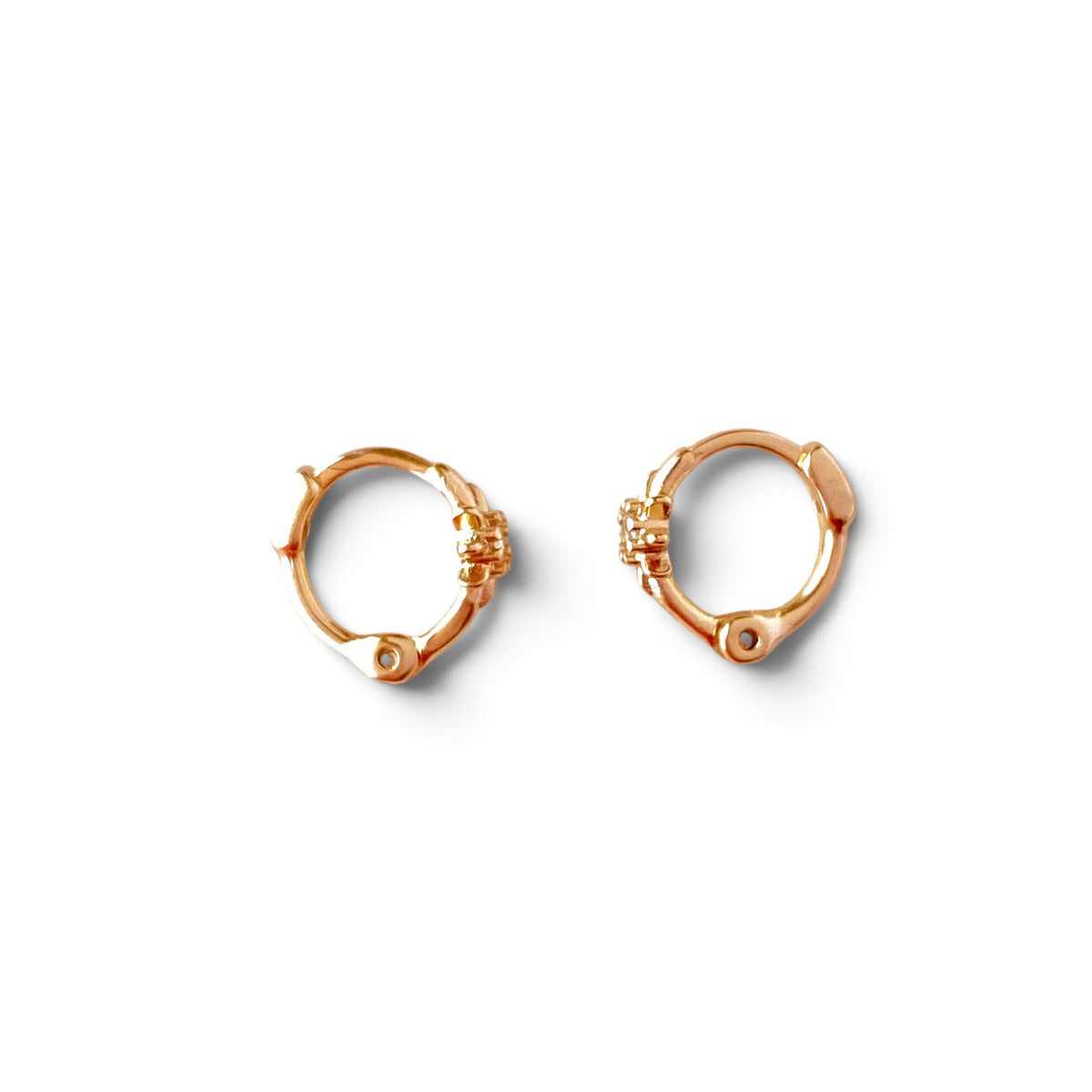 Starburst CZ Huggie 9mm Hoop Earrings in 18K gold-filled, view 3