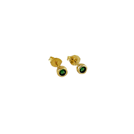 4mm Round CZ Frame Stud 18k Gold Filled Earrings
