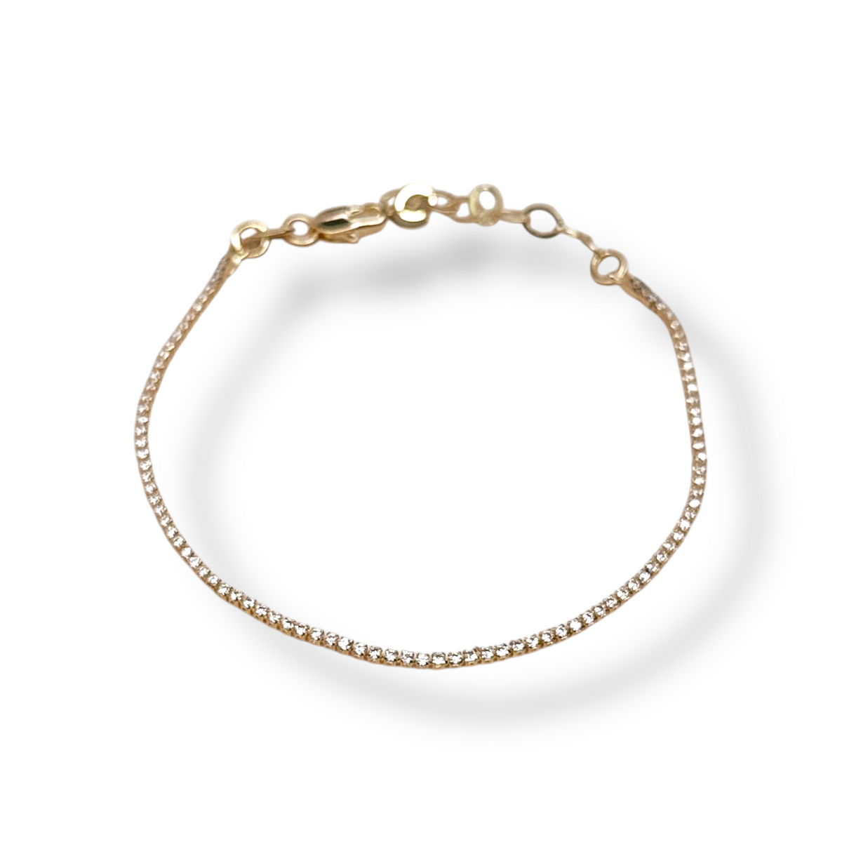 Clear CZ 1.2mm Riviera Bracelet in 18K gold-filled, view 3
