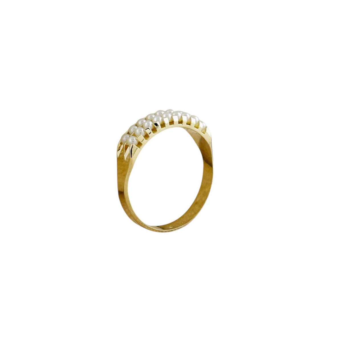Double Row of Pearls Band Ring in 18K gold-filled, view 6