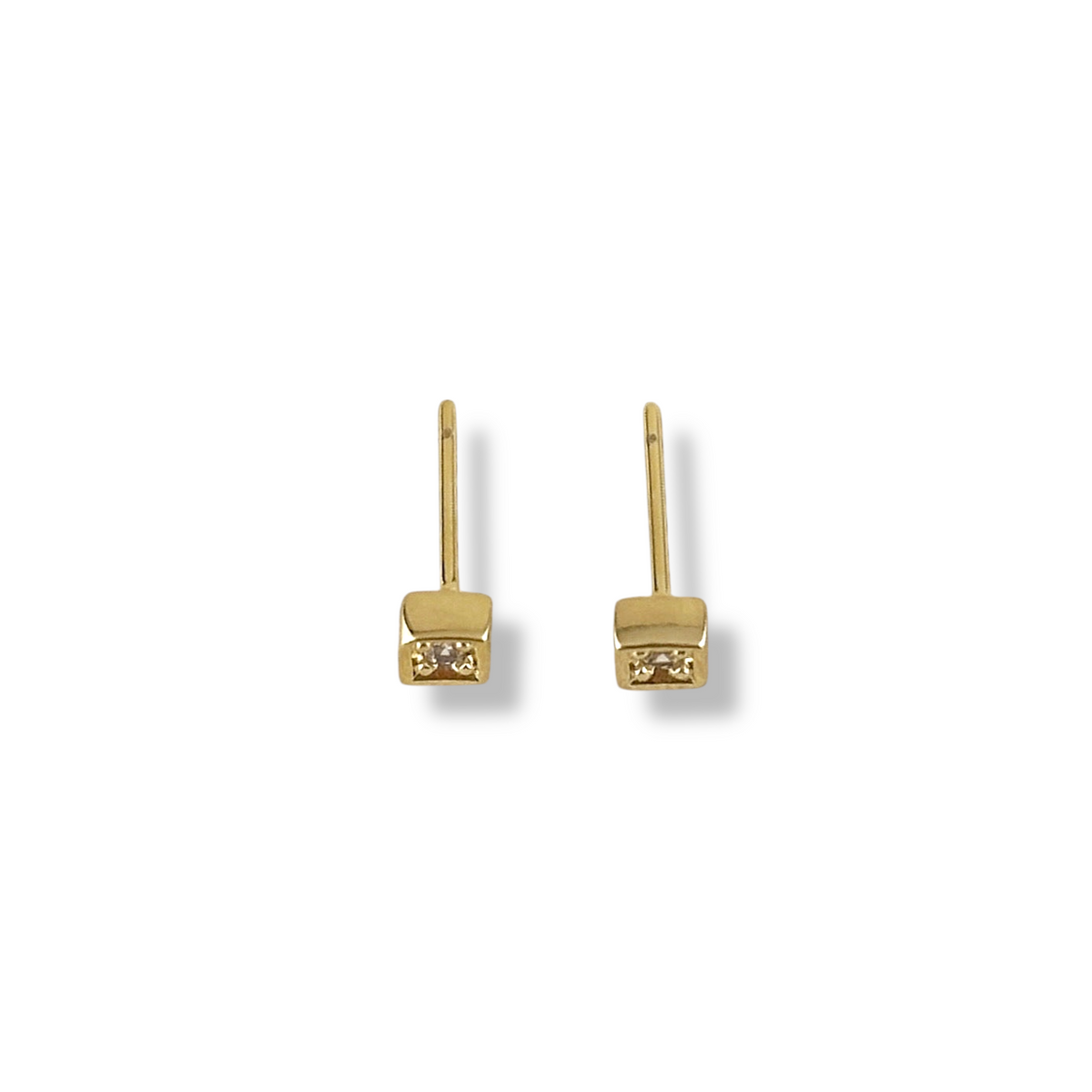 Square Bezel CZ 5mm Stud Earrings in 18K gold-filled, view 3