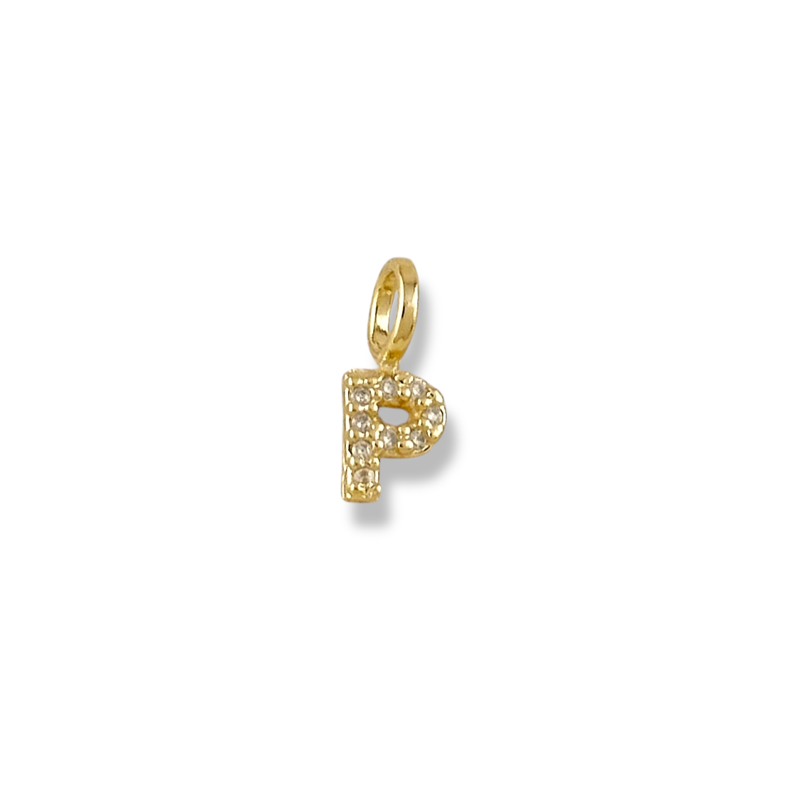 Letter P pavé CZ initial charm, 12mm, 18K gold-filled