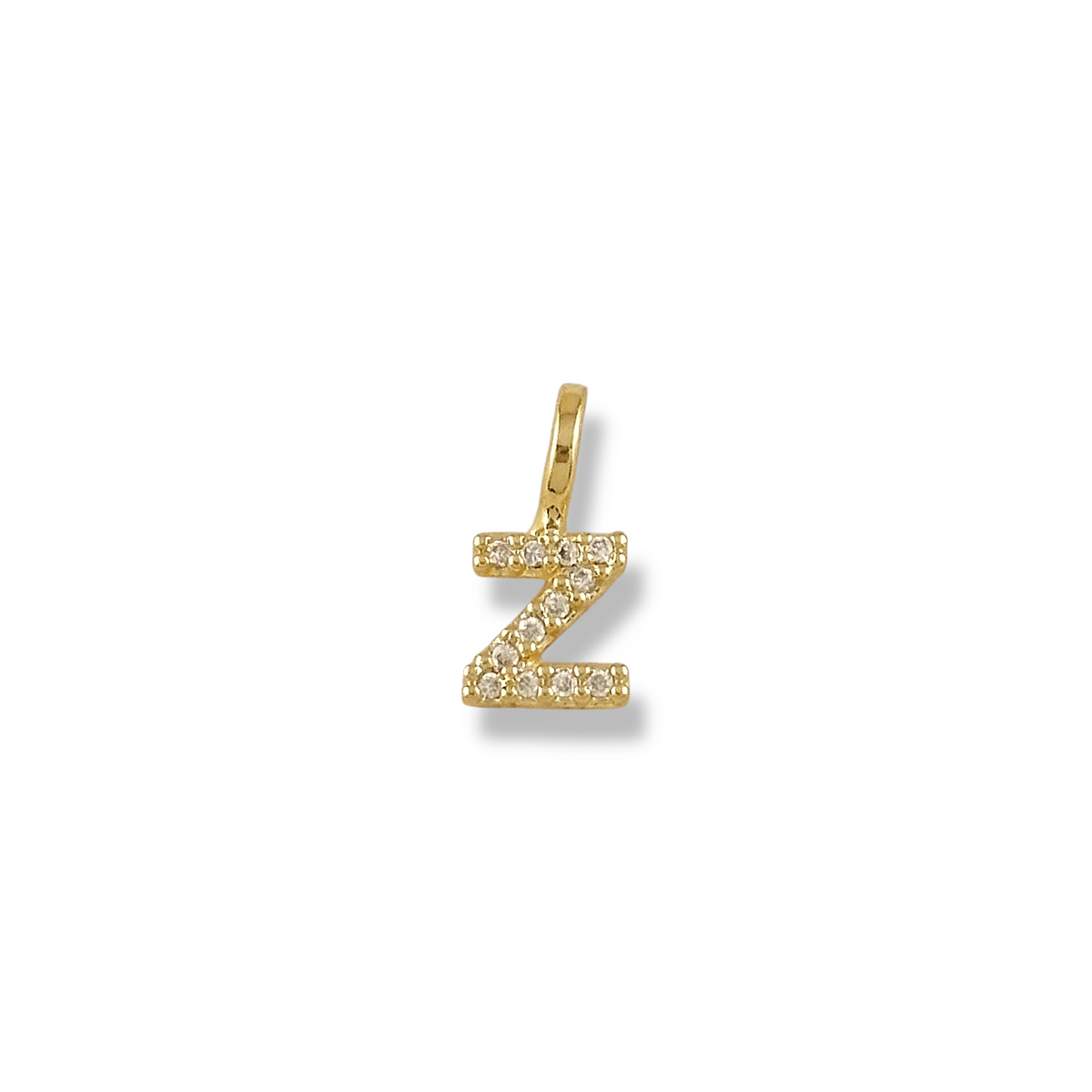Letter Z pavé CZ initial charm, 12mm, 18K gold-filled