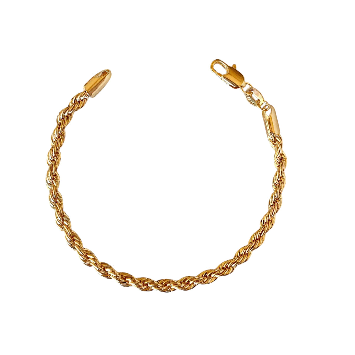 Rope Chain 4mm Bracelet in 18K gold-filled
