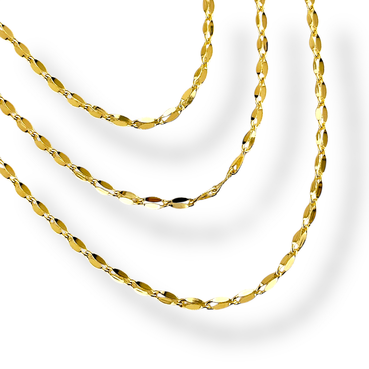 Flat Oval Link Chain 3mm Necklace in 18K gold-filled, view 2