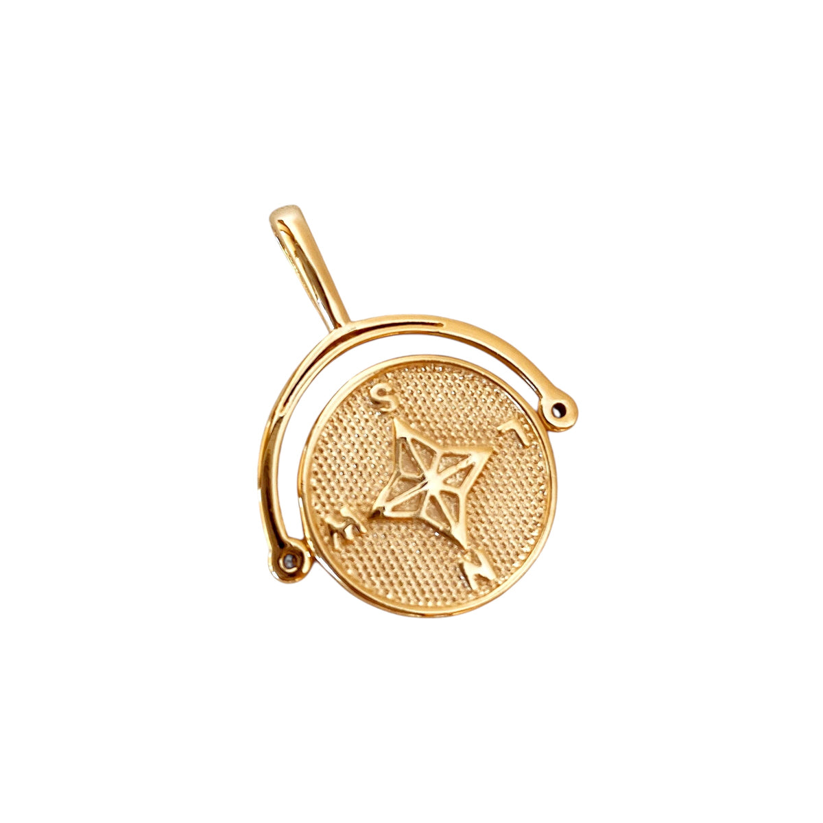 Swivel Compass CZ 30mm Pendant in 18K gold-filled, PENDANT ONLY