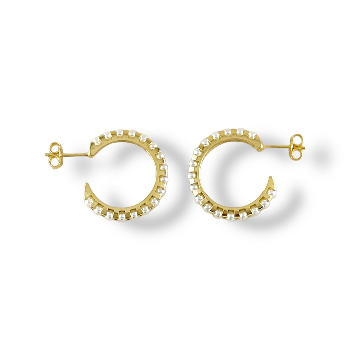 Pearl-Lined Open Hoop 22mm Earrings in 18K gold-filled
