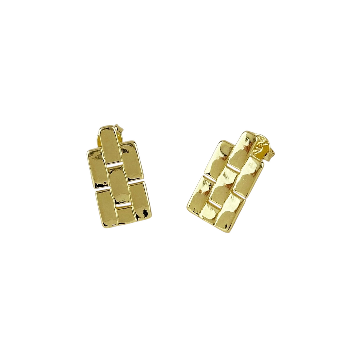 Brick Link 18mm Drop Earrings in 18K gold-filled, view 5