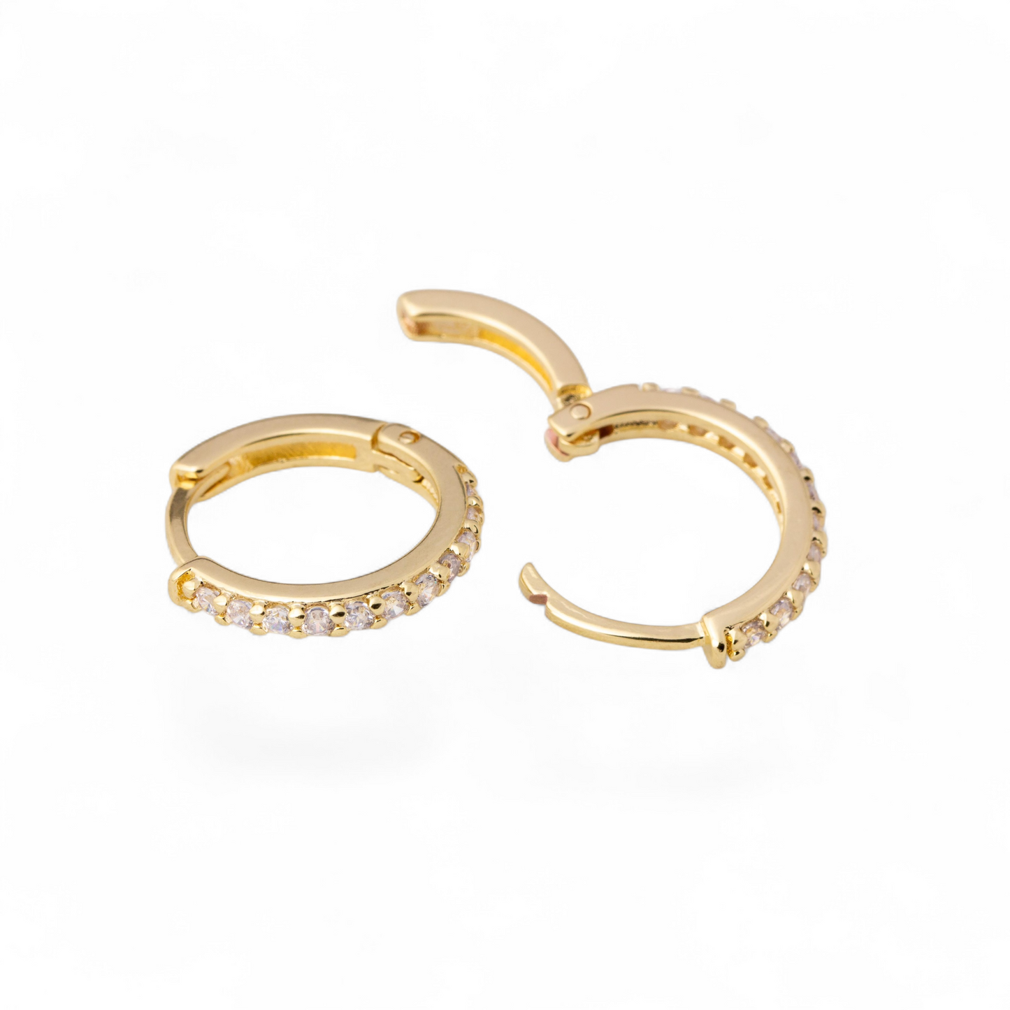 15mm CZ Huggie 18K Gold Filled Hoop Earrings