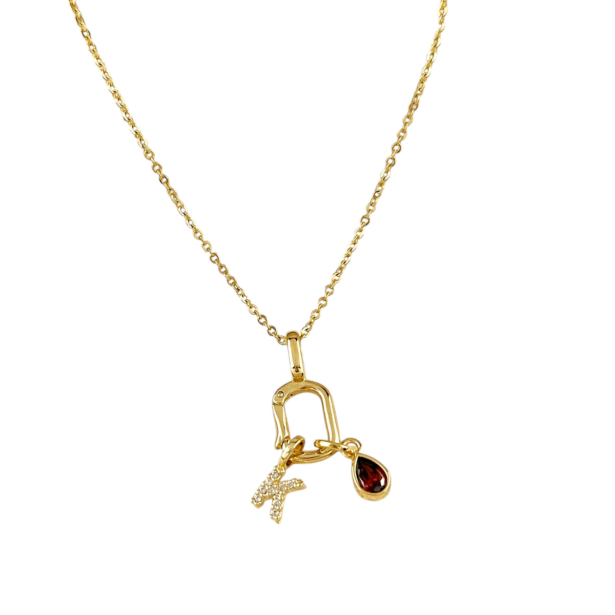 Carabiner Charm Holder Pendant in 18K gold-filled, view 5