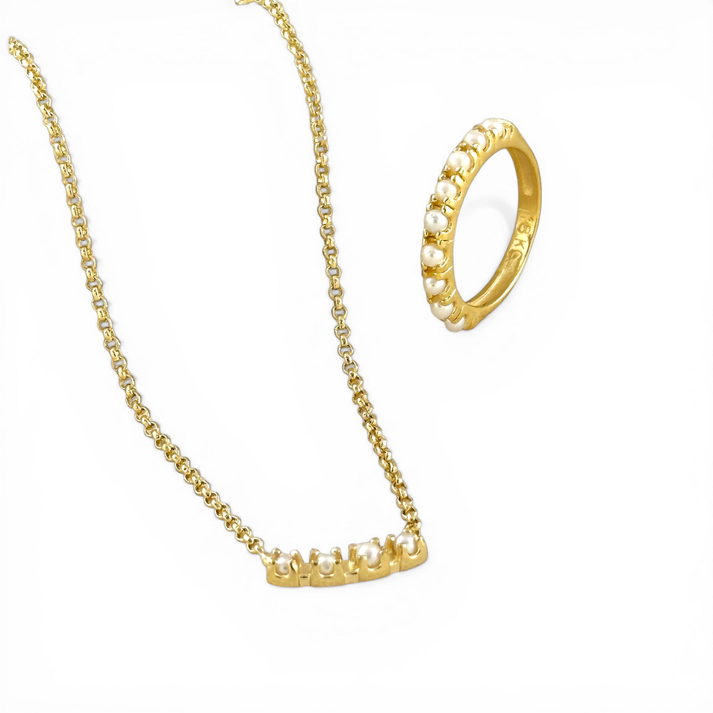 Freshwater Pearls Curved Bar 18K Gold Filled Necklace