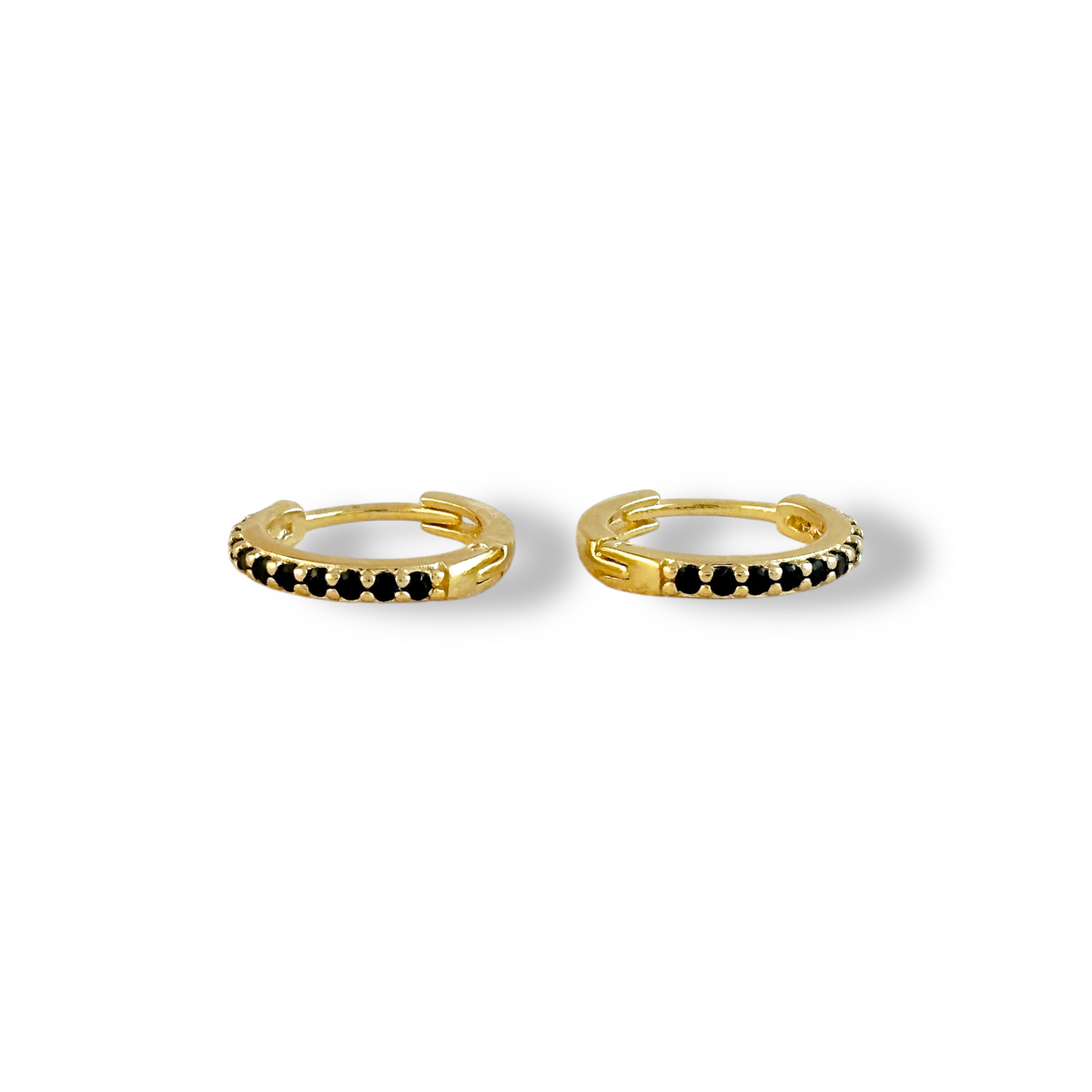 CZ Huggie 15mm Hoop Earrings in 18K gold-filled, view 8
