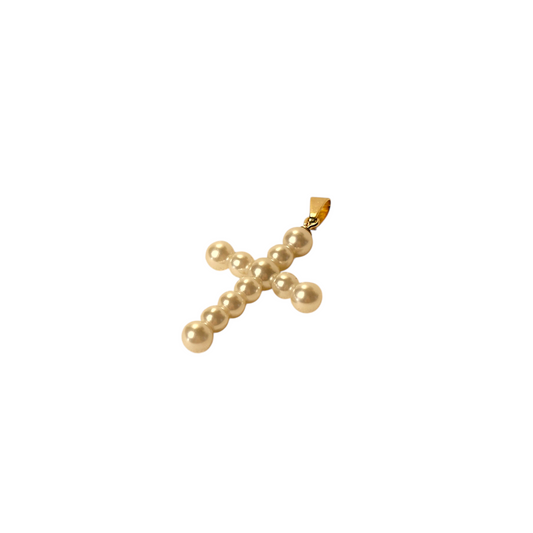 Pearl Cross 40mm 18k Gold Filled Pendant