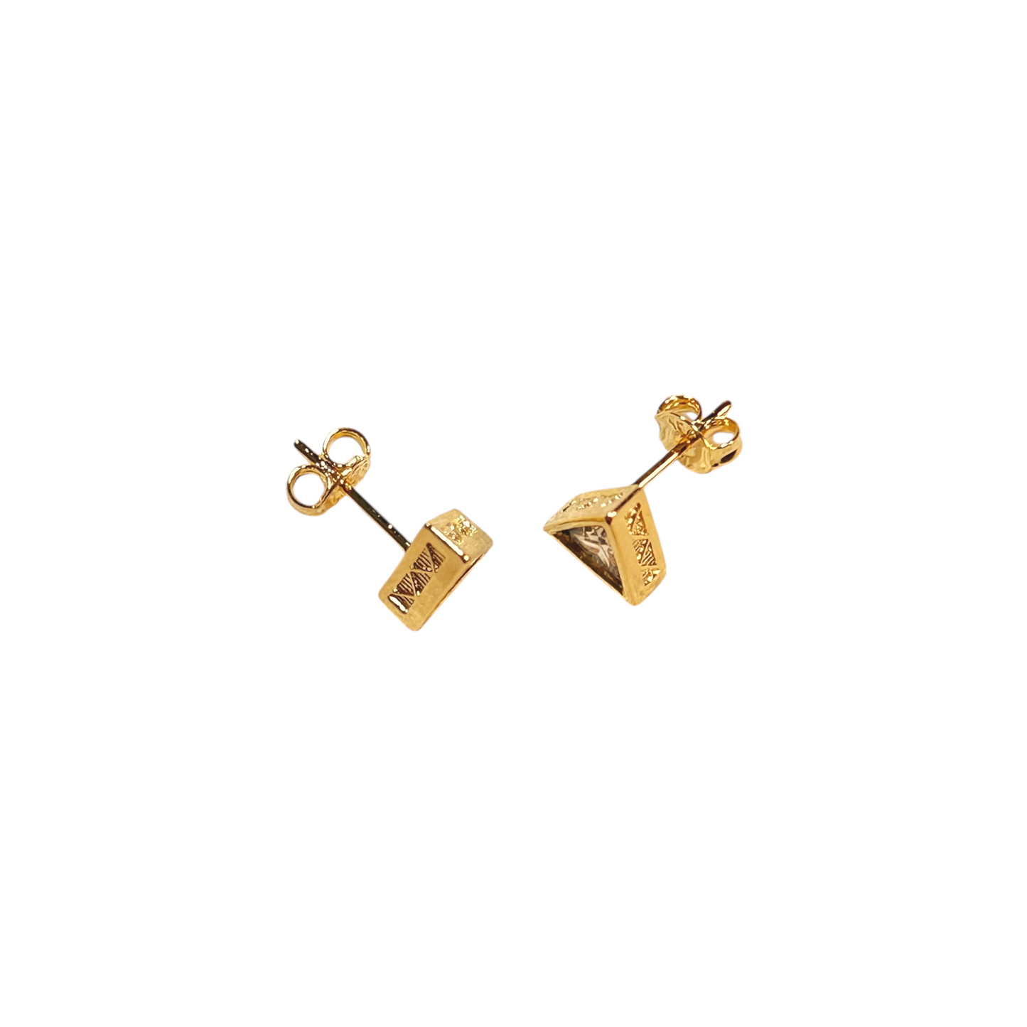9mm CZ Triangle Stud 18K Gold Filled Earrings