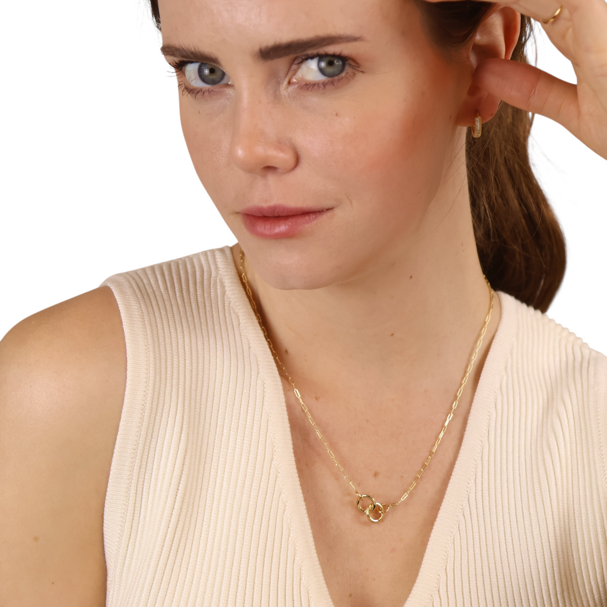 Interlocking Circles Necklace in 18K gold-filled, view 7