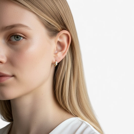 Petite CZ Huggie 8mm 18K Gold Filled Hoop Earrings