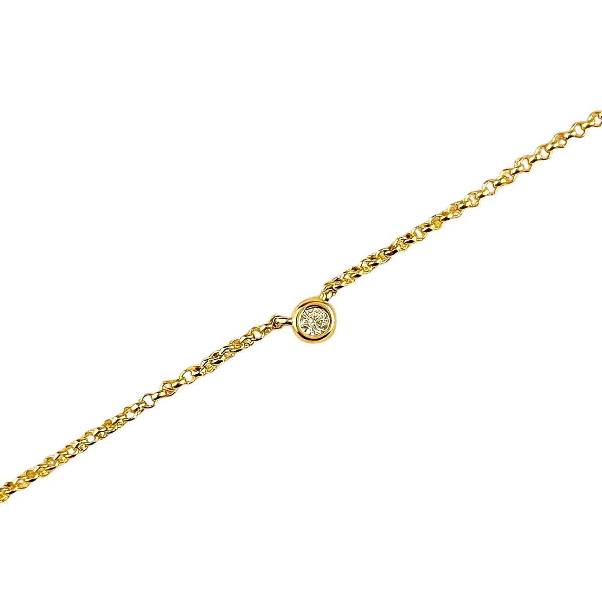 Birthstone Round Bezel CZ Bracelet in 18K gold-filled, April White Topaz